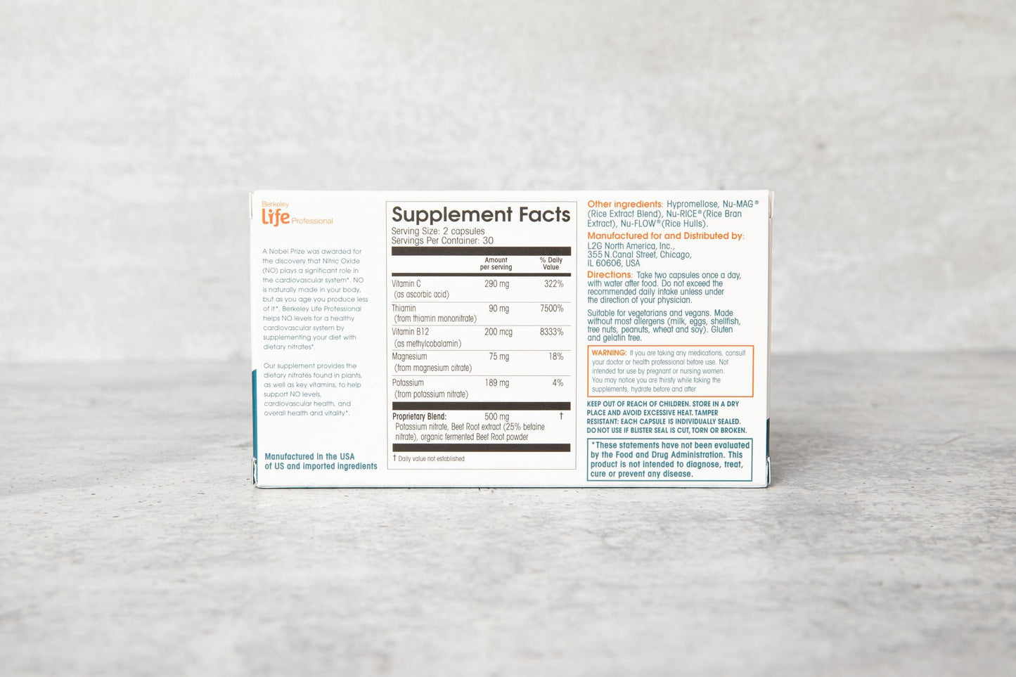 Óxido Nítrico 60 cápsulas - Berkeley Life